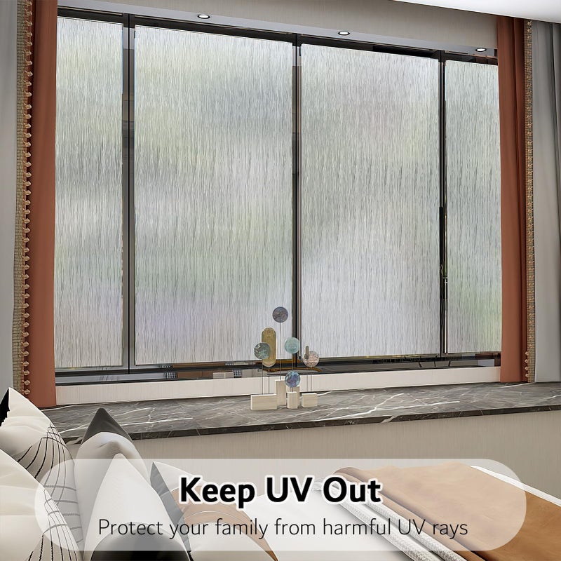 VELIMAX Frosted Window Privacy Film Non Adhesive Window Cling Removable Glass Covering Clear Water Opaque Window Film for Home Anti UV 35.4x157.4 inches - Image 5
